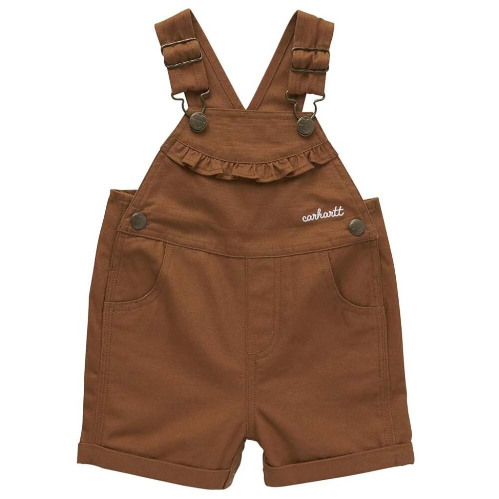 NWT Carhartt Baby Girls CM9748 Canvas Ruffle Front Shortall Overall